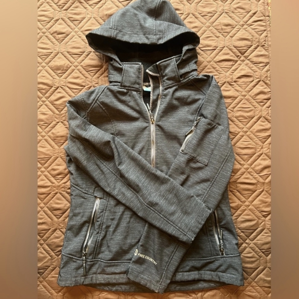 Womens Free Country Dark Charcoal Hooded Jacket M